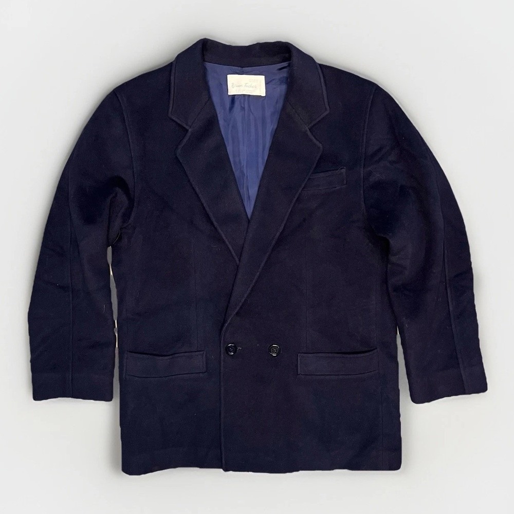 Womens Cashmere Wool Blend Blazer BRIAN TUCKER Coat Jacket Size 12 Navy Blue
